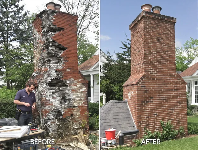 New Canaan Chimney Sweep performing a full chimney restoration in New Canaan, CT
