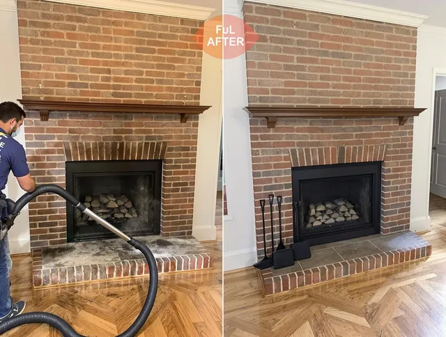 New Canaan Chimney Sweep carefully sanitizing a fireplace in New Canaan, CT