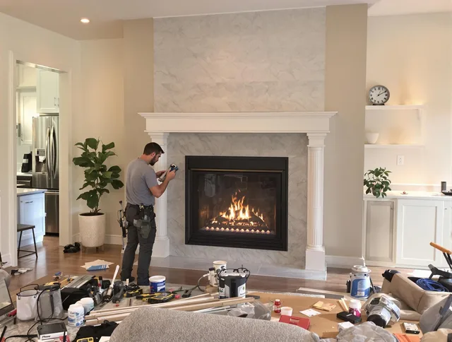 Newly installed fireplace by New Canaan Chimney Sweep in New Canaan, CT